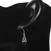 Black Onyx Trinity Knot Silver Earrings - e341